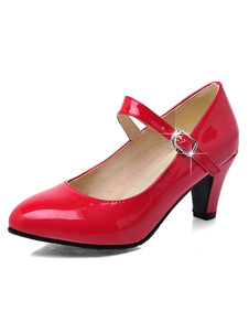 Escarpins à talons épais en PU Mary Janes