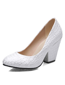 Chaussures à talons épais en PU mocassin