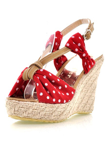 Sandales compensées à talons décolletés en tissu