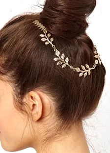 Coiffe de cheveux or métallique