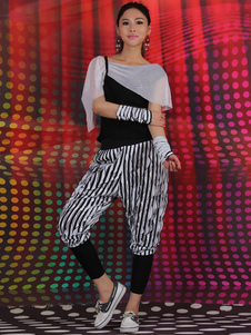 Costume de danse hip-hop synthétique blanc pantalons