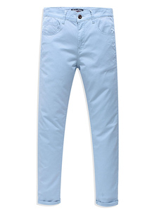 Denim bleu lumière causale pantalons pour hommes