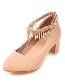 Chaussures à talons épais en PU courroie ajustable