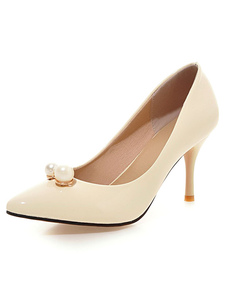 Escarpins à bout pointu et petits talons en PU mocassin avec noeud