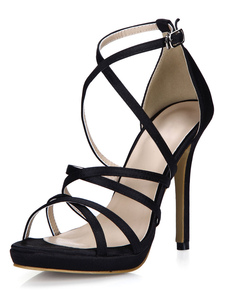 Sandales gladiateur en satin à talons aigus