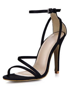 Sandales de mariée en satin avec boucle à talons aigus ruban aux chevilles