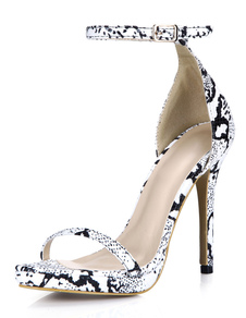 Sandales de mariée en PU bicolore avec boucle à talons aigus