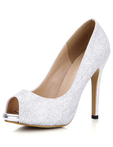 Sandales de mariée Paillette à talons aigus talons couverts