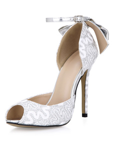 Sandales de mariage en PU avec noeud à talons aigus