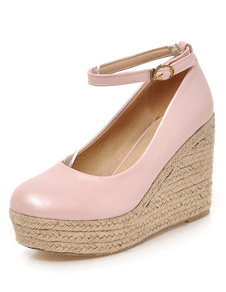 Chaussures en PU avec boucle à bout rond courroie ajustable