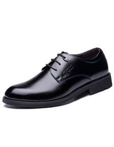 Black Lace Up chaussures de robe de peau de vache pour les hommes