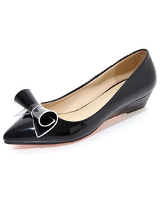 Chaussures à talons épais en PU talons couverts avec noeud