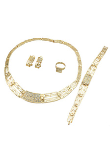 Ensemble de bijoux strass or 4 pièces en alliage