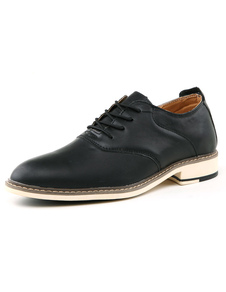 Style britannique noir PU ascenseur chaussures pour hommes