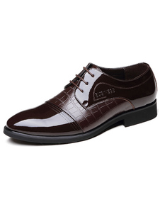 Brown a souligné Toe chaussures de robe de peau de vache pour homme