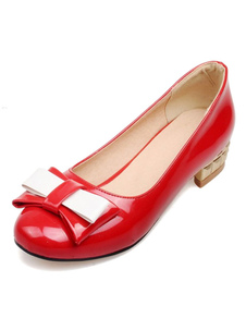 Chaussures à talons épais en PU talons couverts avec noeud