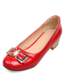 Chaussures à talons épais en PU talons couverts avec noeud