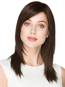 Perruque moyenne marrone ébouriffée en fibre résistante à la chaleur frange oblique