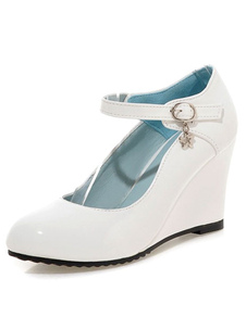 Chaussures en PU ornement métallique à bout rond ruban aux chevilles