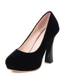 Chaussures à talons épais en micro daim talons couverts