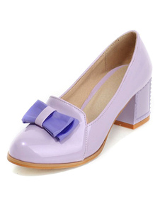 Chaussures à talons épais en PU talons couverts avec noeud