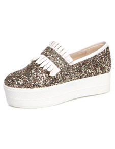 Chaussures Paillette or talons couverts avec paillettes