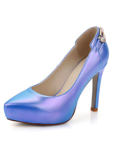 Escarpins à plateforme à talons aigus en PU talons couverts ornement métallique