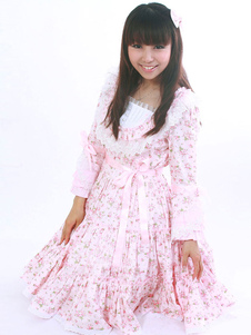 Robe lolita en coton rose impression