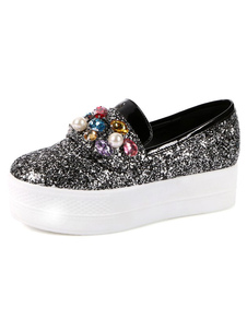 Chaussures Paillette talons couverts avec cristal