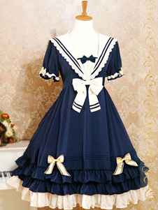 Robe lolita en chiffon avec noeud col à revers