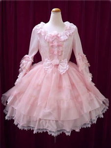 Robe lolita en coton rose impression
