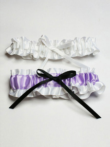 Jarretière de mariage en satin violet