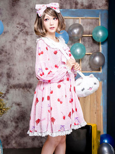 Robe lolita en chiffon impression col rond