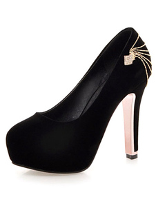 Chaussures plateforme de mariage en cuir poncé avec cristal à talons aigus talons couverts