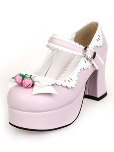Chaussures lolita belles rose à bout rond
