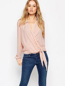 Blouse sexy rose avec noeud