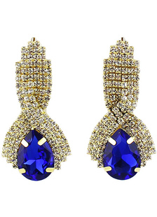 Brillant bleu strass Pave Dangle boucle d'oreille