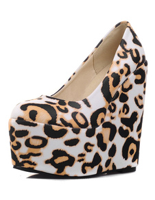 Chaussures en PU imprimé fleuries à bout rond talons couverts