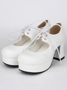 Chaussures de lolita parfaites blanc à bout rond