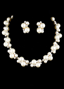 Ivoire perle collier et goujons 2 en 1 Set