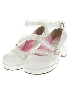 Chaussures lolita belles blanc à talons épais