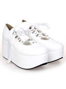 Chaussures lolita exquises blanc plate-forme