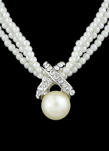 Collier perle multicouche avec X-Cross