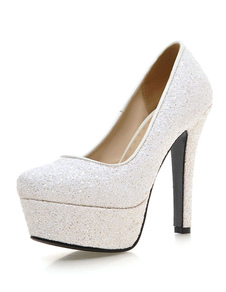 Escarpins plateforme à talons aigus Paillette talons couverts