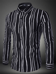 Chemise en coton noir multicolore manches longues