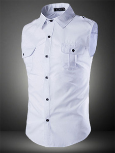 Chemise en coton unicolore manches courtes