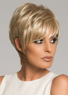 Perruque courte doré claire dégradé en fibre résistante à la chaleur droite