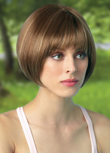 Perruque courte doré claire dégradé en fibre résistante à la chaleur droite