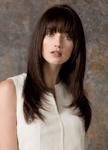 Perruque 24 inches marrone dégradé en fibre résistante à la chaleur droite