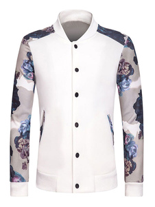 Blouson beau en coton blanc imprimé fleuri